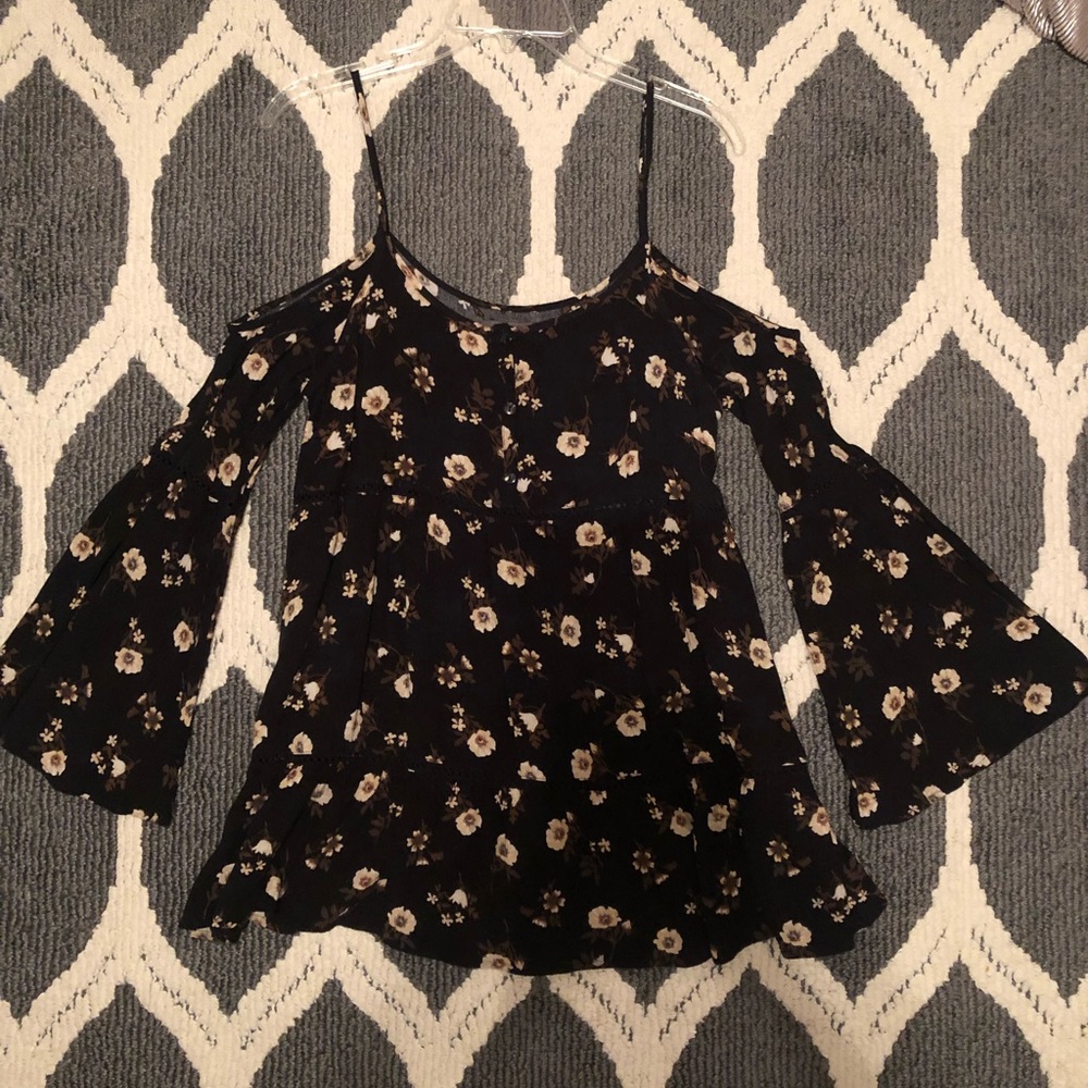 Black floral off the shoulder top